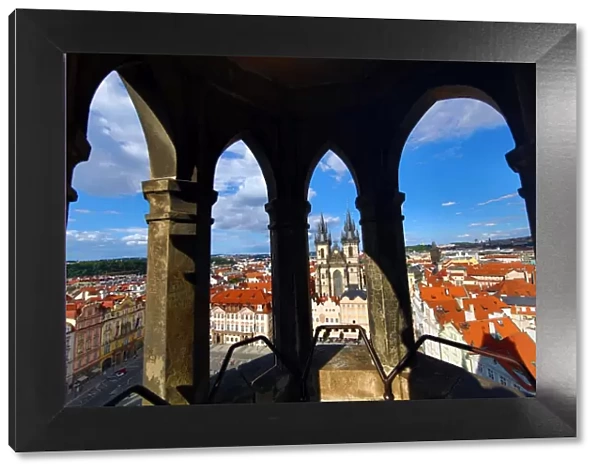 Church of our Lady before Tyn framed in arched window, Prague