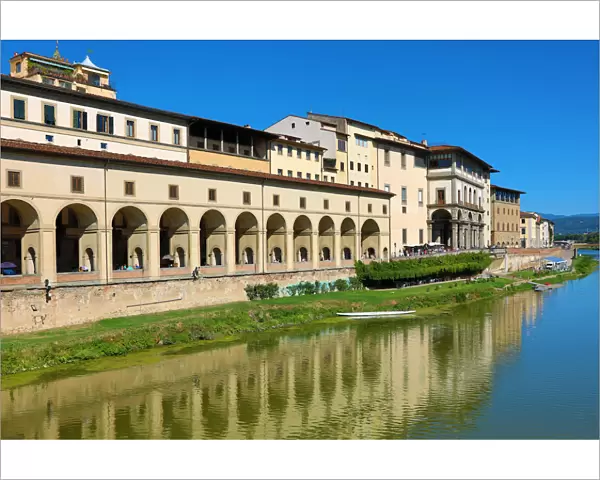 The Uffizi Gallery and the River Arno, Florence, Italy