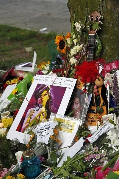 Flowers left by mourners after the death of Amy Winehouse