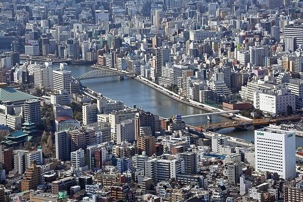 General aerial view of the city skyline, Tokyo, Japan