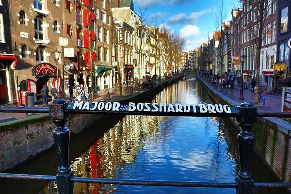Majoor Bosshardtbrug bridge over the canal in Oudezijds Achterburgwal in Amsterdam, Holland