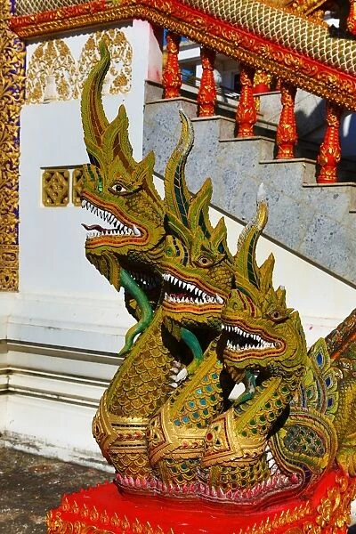 Naga statue at the ordination hall at Wat Buppharam Temple in Chiang Mai, Thailand