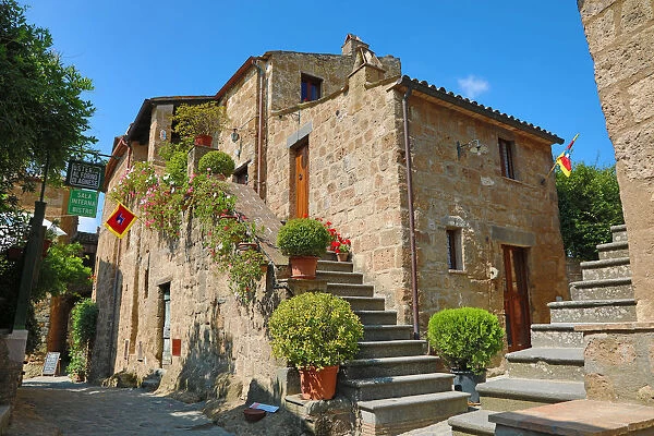 Old buildings inside the hilltop village of Civita di Bagnoregio, Lazio, Italy