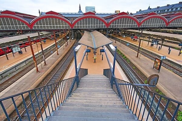 Platforms of Copenhagen Central railway station in Copenhagen, Denmark