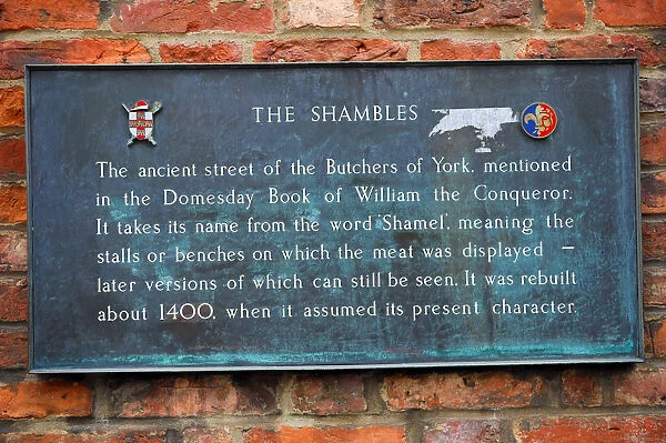 The Shambles street sign in York, Yorkshire, England
