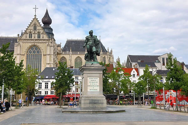 Statue of Peter Paul Rubens in Groenplaats, Antwerp, Belgium