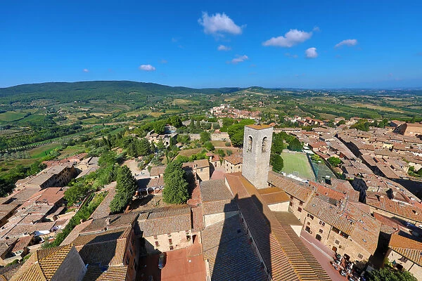 View from the Torre Grossa over the rooftops of San Gimignano and the Tuscan countryside