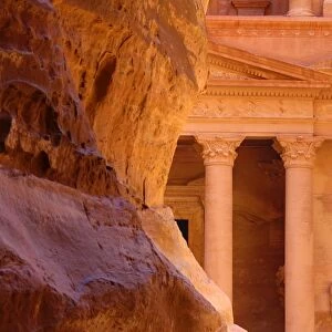 Al-Khazneh, the Treasury from the Siq canyon, Petra, Jordan