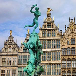 The Brabo Fountain in the Grote Markt in Antwerp, Belgium