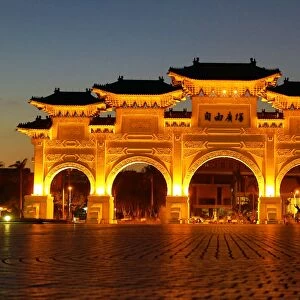Chiang Kai Shek Memorial Hall Main Gate at night in Taipei
