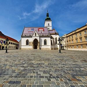 Cobbles and St Marks Church and Square, Zagreb, Croatia