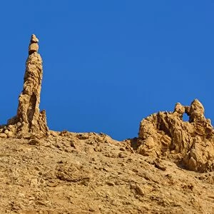 Lots wife Pillar of Salt rock formation beside the Dead Sea, Jordan