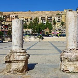 Ruined pillars on the Hashemite Plaza in the Old City, Amman, Jordan
