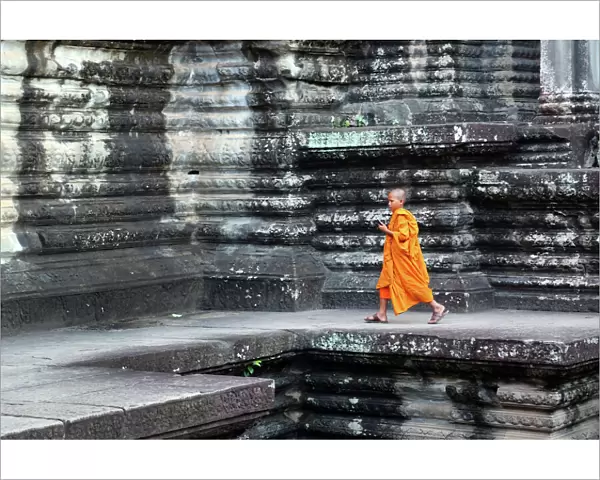 Buddhist Monks at Angkor Wat Temple, Siem Reap, Cambodia