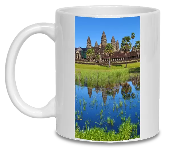 Angkor Wat Temple reflection in lake, Siem Reap, Cambodia