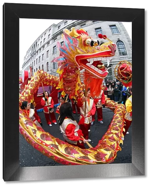 Chinese Dragon Dance at Chinese New Year Parade in London
