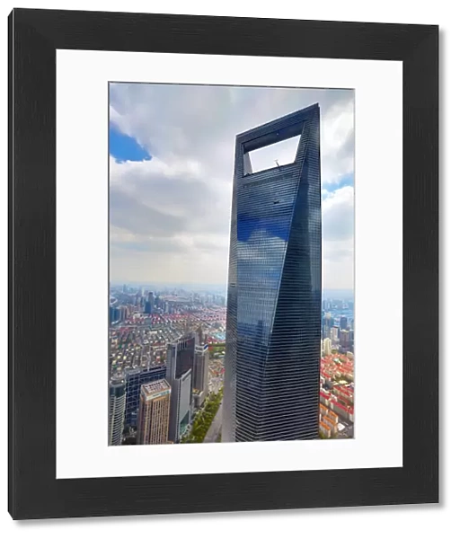 The Shanghai World Financial Center skyscraper building in Luijiazui, Pudong, Shanghai, China
