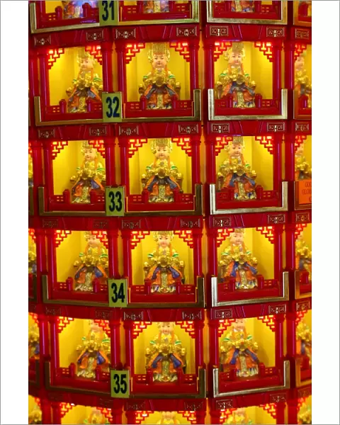Boxes of religious figures at the Thean Hou Chinese Temple, Kuala Lumpur, Malaysia