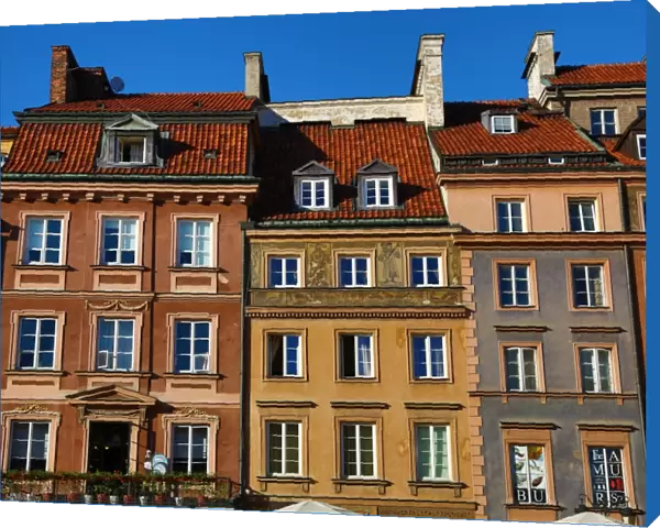 Traditional houses in the Old Town Market Place in Warsaw, Poland
