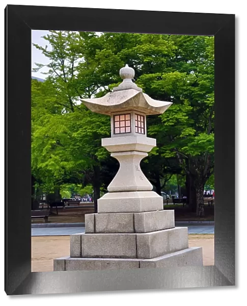 A stone lanterin in the Hiroshima Peace Memorial Park, Hiroshima, Japan