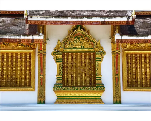 Window decorations at Wat Ho Prabang Temple, Luang Prabang, Laos