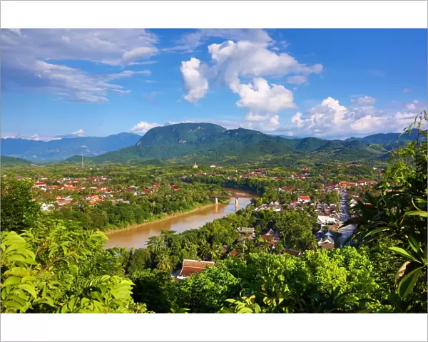 Aerial view of Luang Prabang and river, Laos