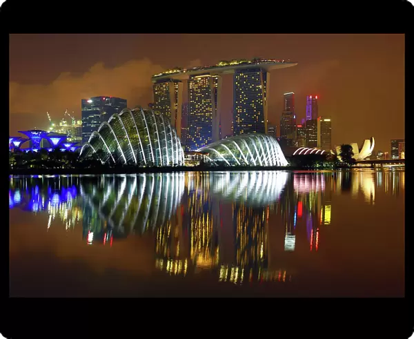 Singapore city skyline and Marina Bay Sands Hotel and Gardens