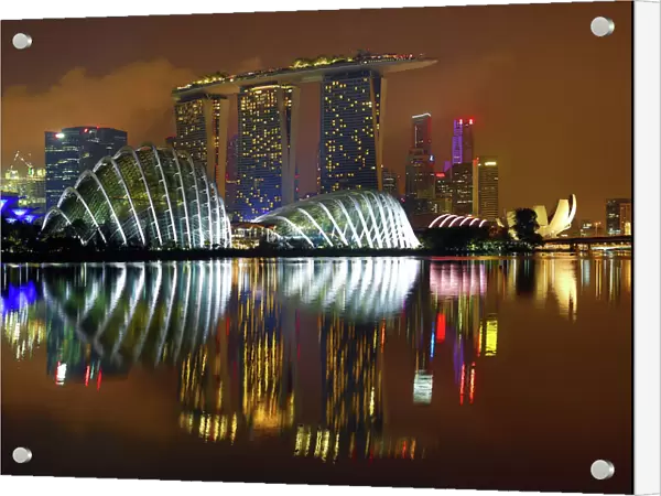 Singapore city skyline and Marina Bay Sands Hotel and Gardens
