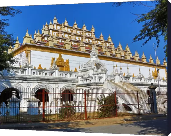 Roof decorations on the main hall of the Atum Ash Monastery, Mandalay, Myanmar (Burma)