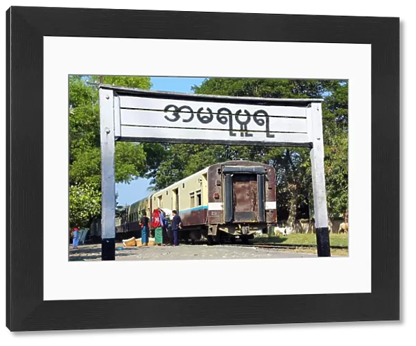 Train in the station in Amarapura, Mandalay, Myanmar (Burma)