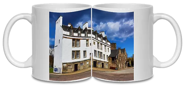 Old houses on Abbey Strand at the end of the Royal Mile in Edinburgh, Scotland, United