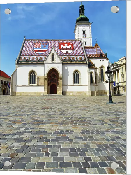 St. Marks Church and cobbles of the Square in Zagreb, Croatia