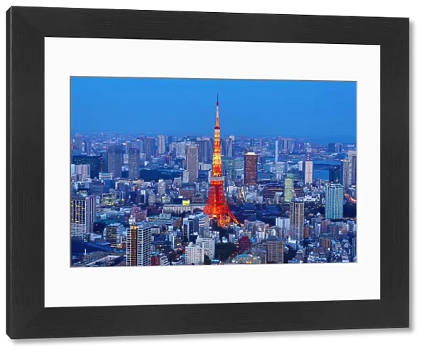 General city skyline view with the Tokyo Tower in Tokyo, Japan