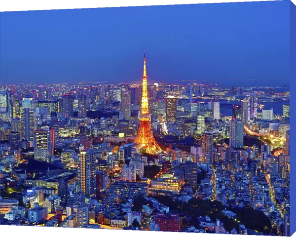 City skyline view of the Tokyo Tower and Tokyo, Japan at night