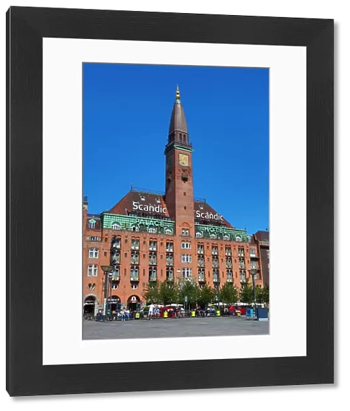 Scandic Hotel building and clock tower in Radhuspadsen the Town Hall Square in Copenhagen