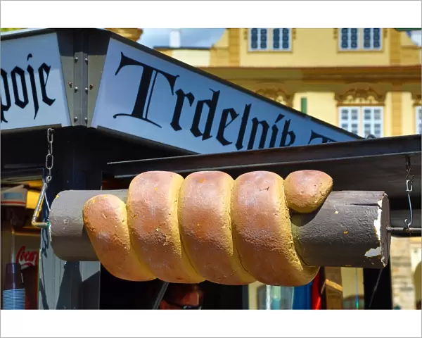 Trdelnik pastry stall sign, Prague, Czech Republic