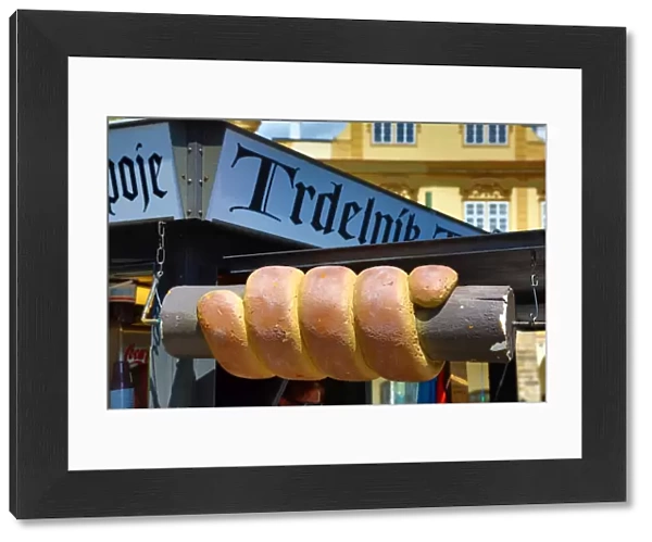 Trdelnik pastry stall sign, Prague, Czech Republic
