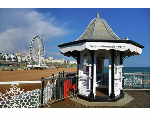Brighton Pier and Ferris Wheel beside the beach, England, UK