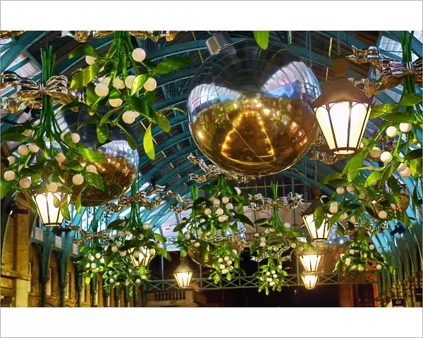 Mistletoe Christmas decorations & lights, Covent Garden, London