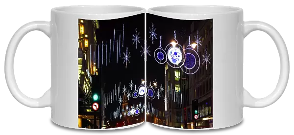 Christmas lights and decorations in the Strand, London, England