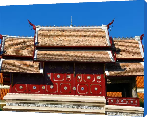 Traditional roof of building at Wat Phra Singh Temple in Chiang Mai, Thailand