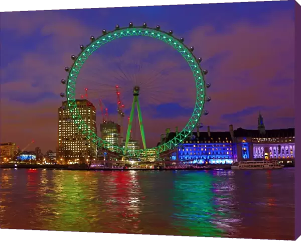 London Eye goes green for St. Patricks Day in London