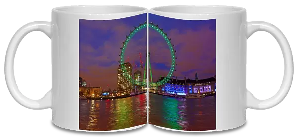 London Eye goes green for St. Patricks Day in London