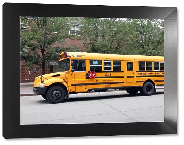 School bus in Manhattan, New York City, New York, USA