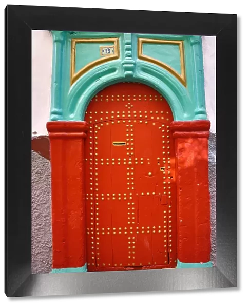 Traditional door in the street in the Medina of Rabat, Morocco