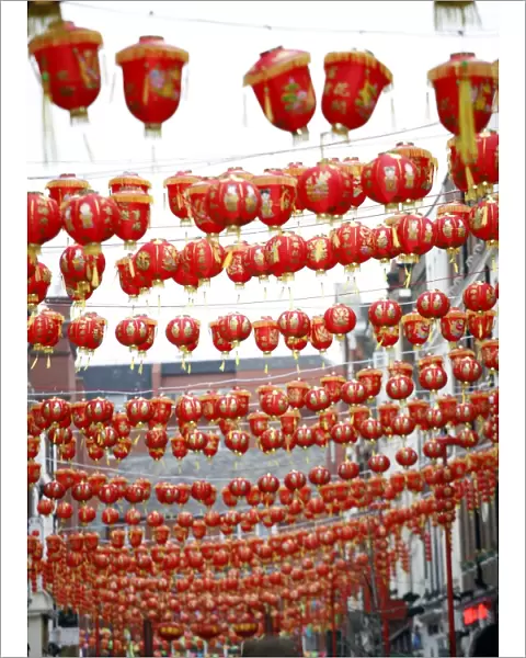 Lanterns in Chinatown for Chinese New Year, in London, England