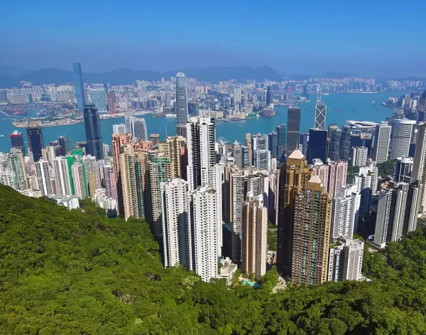Hong Kong city skyline from Victoria Peak in Hong Kong, China
