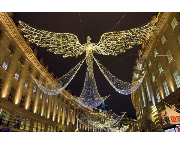 Angel Christmas lights hanging in Regent Street, London