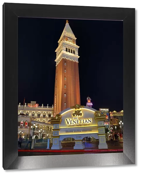 The Venetian Hotel and Casino at night, Las Vegas, Nevada, America