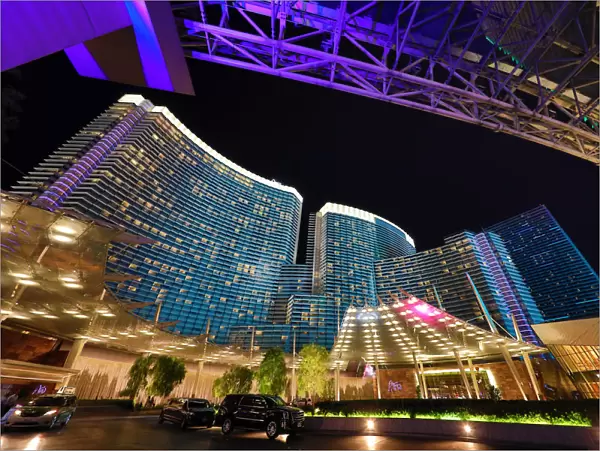Aria Resort Hotel and Casino at night, Las Vegas, Nevada, America